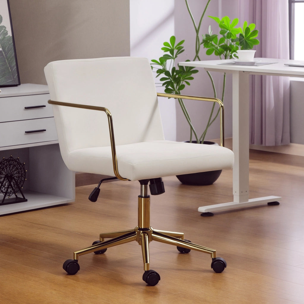 Sedia da Ufficio con Gambe in Metallo e Rivestimento in Velluto ¨C Minimal ¨C Cremewei?