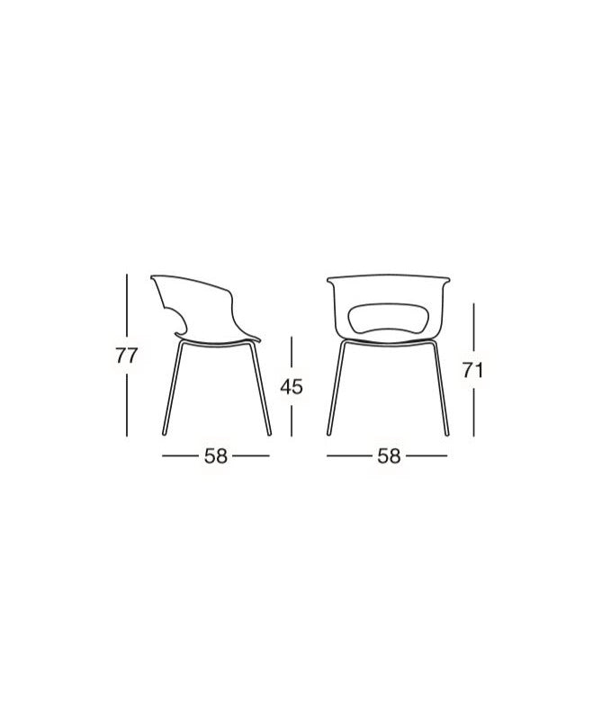 POLTRONA MISS B SET DA 4 ANTISHOCK POLICARBONATO MADE IN ITALY SCAB DESIGN - Rosso pieno 340