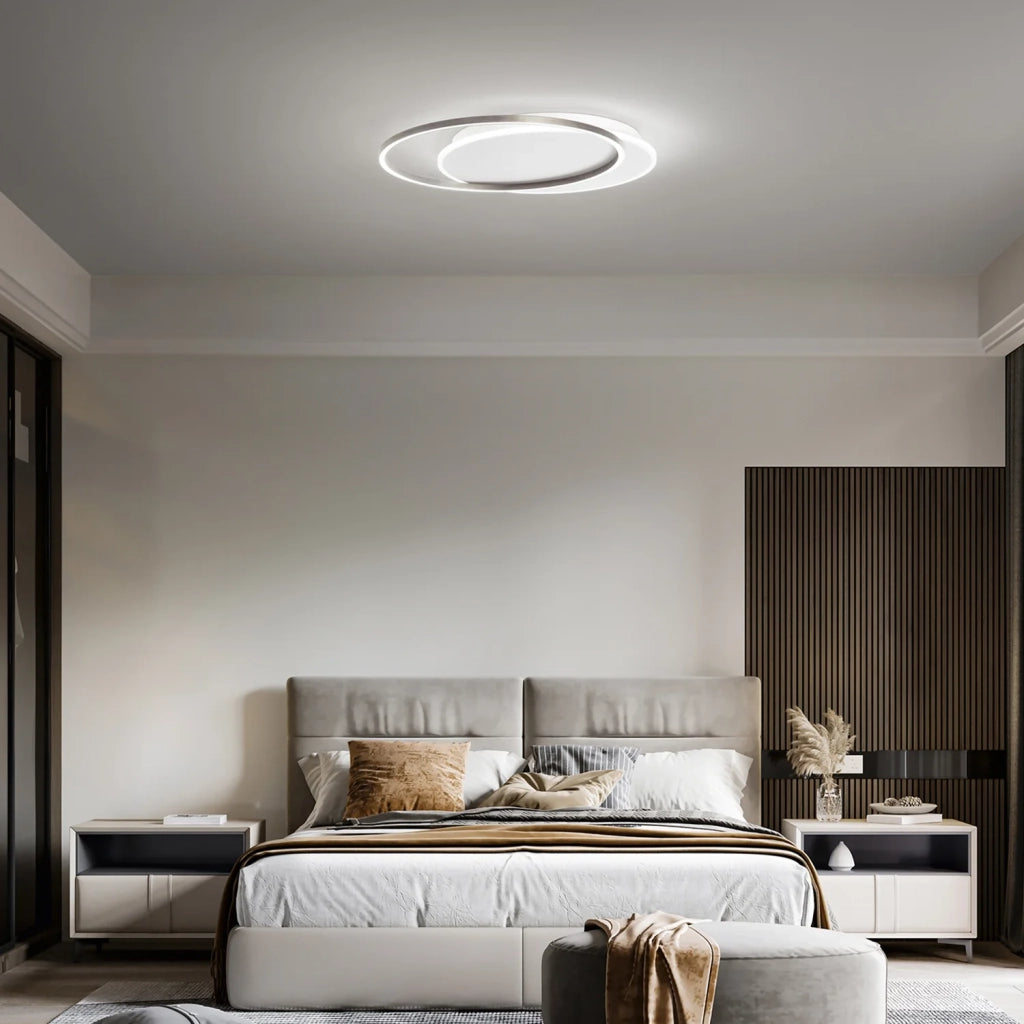 Plafoniera Moderna Orbita Metallo Bianco Grigio Led 60W 3000K Dimmerabile Ip20