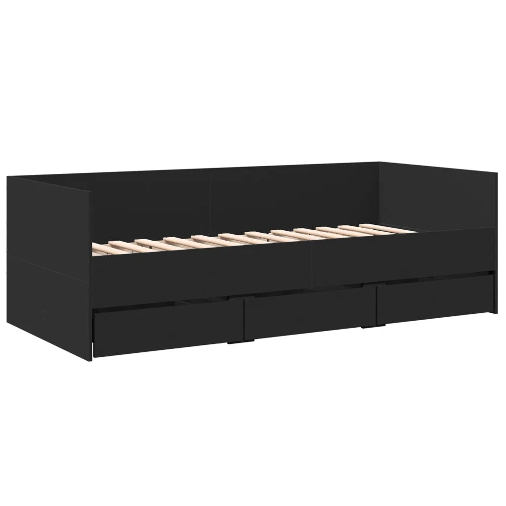 Divano Letto con Cassetti senza Materasso Nero 75x190 cm 3280833
