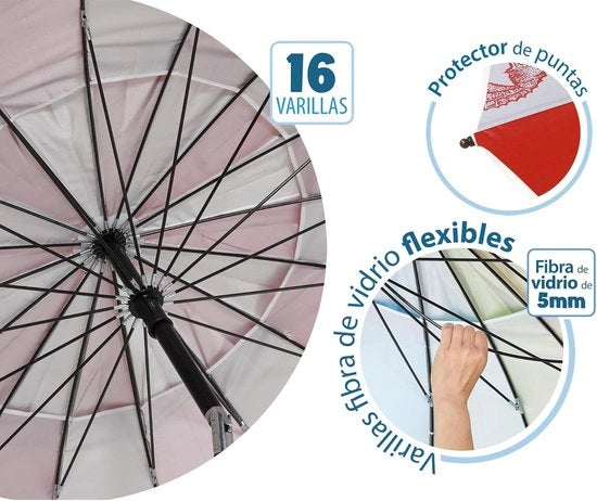 Parasole per spiaggia Ø 240 cm in alluminio modello fondo mare con borsa portasole e ombrellone UPF 50+ Rosso 240 cm