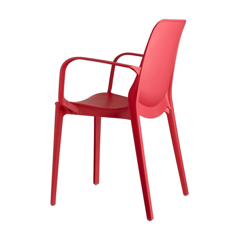 SET 4 SEDIE GINEVRA TECNOPOLIMERO CON BRACCIOLI SCAB DESIGN - Rosso Geranio 42