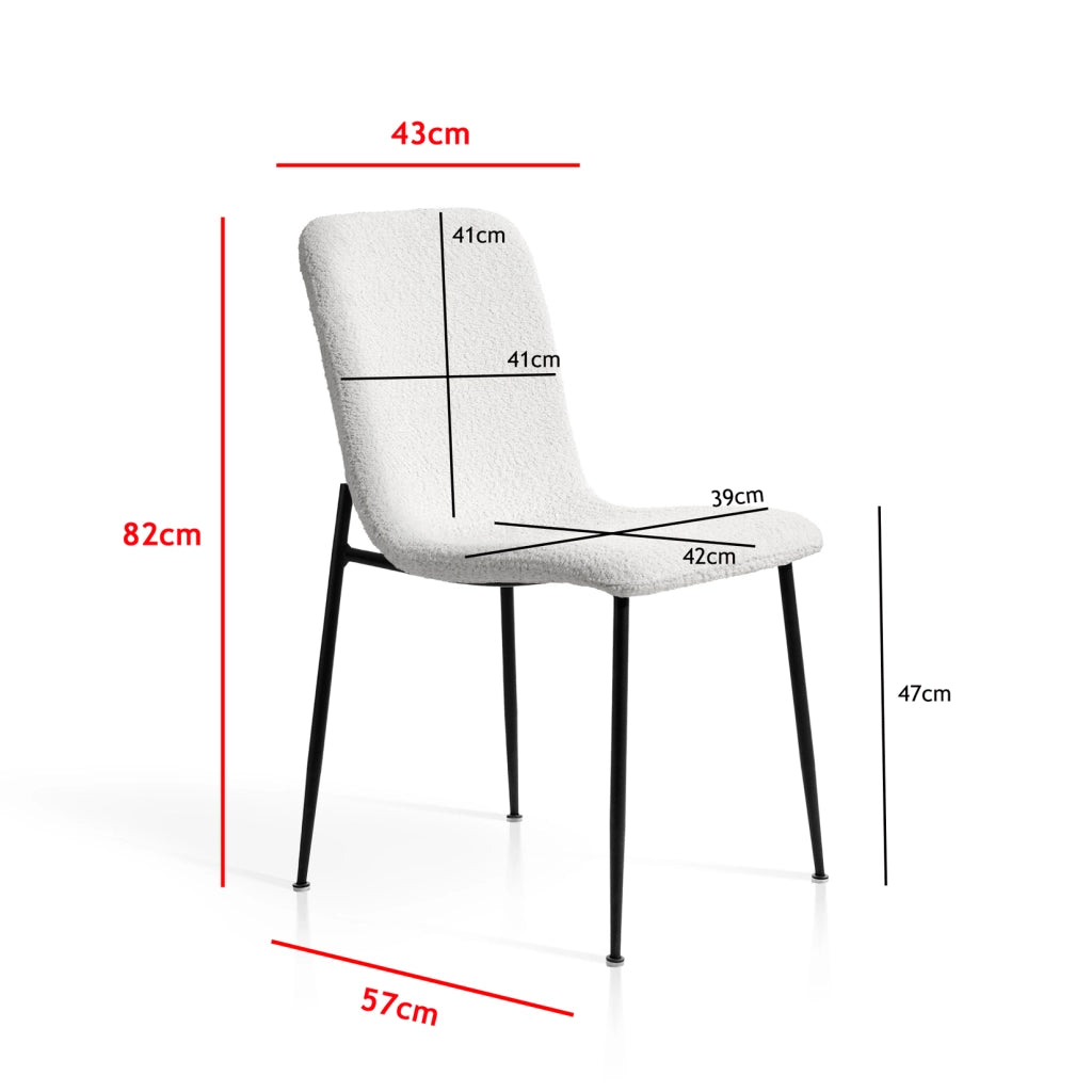 Set 2 sedie da pranzo Hispanohogar ferro e tessuto bouclé bianco 82×43×57 cm