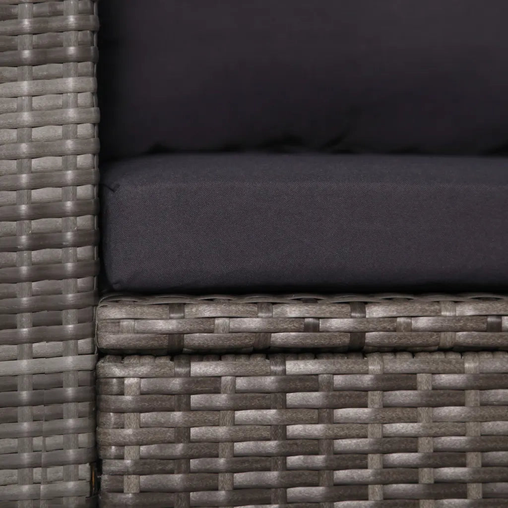 Set da Bistrot 3 pz | Set Salotto da Giardino con Cuscini in Polyrattan Grigio