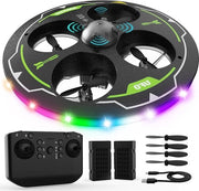 Drone RC Quadcopter 360° con Evitamento degli Ostacoli - Multi Stati di Illuminazione - Drone RC Quadcopter Duraturo e Sicuro con UFO Blu - Realizzato in Schiuma - Aeromobile per Principianti con 360° Capovolgimento - Stabilizzazione dell'Altitudine