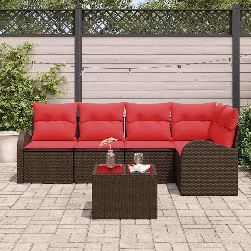 Set Divano da Giardino Marrone polyrattan