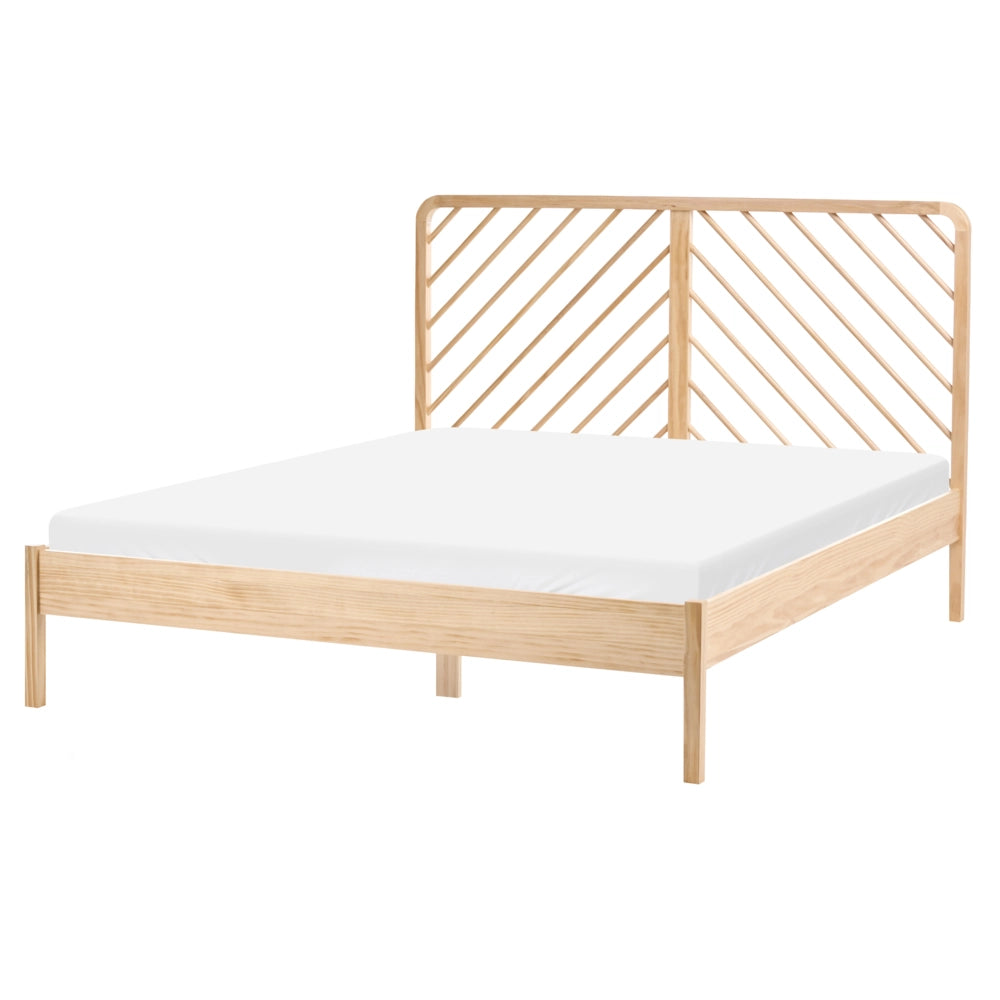 Letto in legno di pino marrone chiaro con rete 160 x 200 cm stile scandinavo naturale