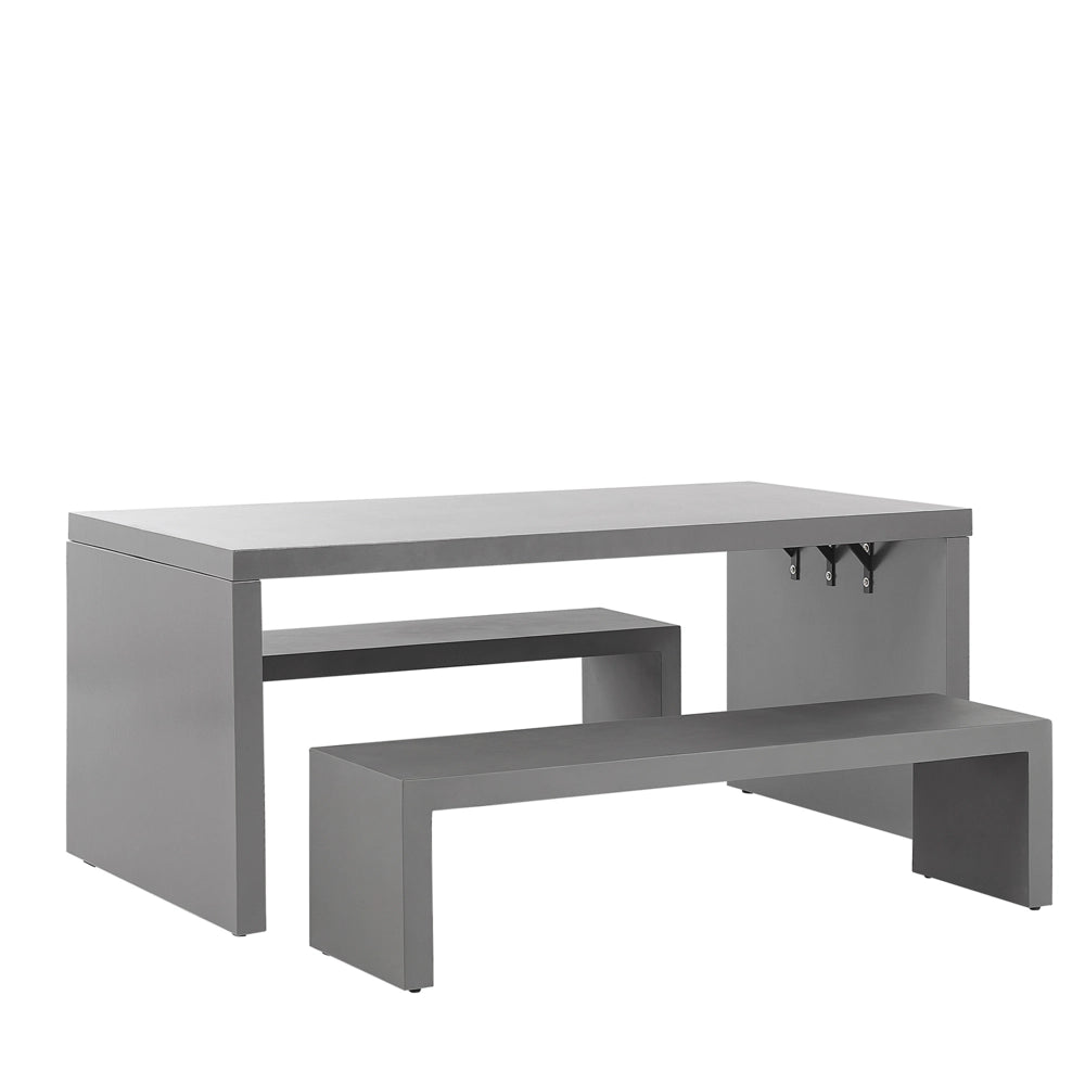 Set da pranzo da giardino Tavolo a forma di U in cemento grigio 2 panche 4 posti resistente all'acqua industriale