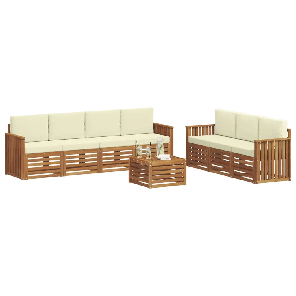 Set divani 8 pcs Naturale e Crema Legno di Acacia Massello 3374485