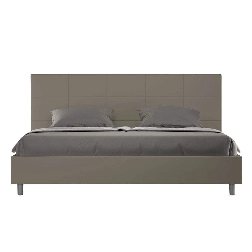 ityhome Letto matrimoniale king size con rete imbottito 190x210 similpelle cappuccino Mika