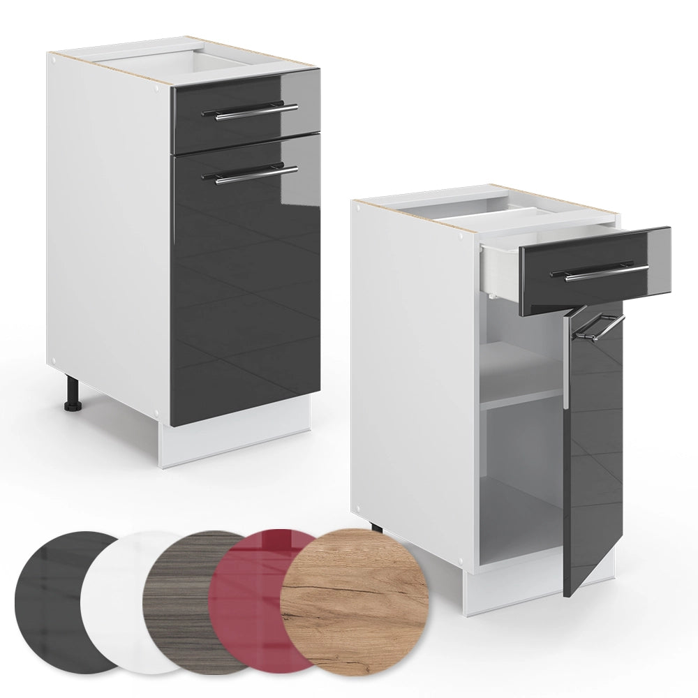 Mobiletto base per cucina Fame-Line Antracite lucido/Bianco 40 cm senza piano di lavoro Vicco