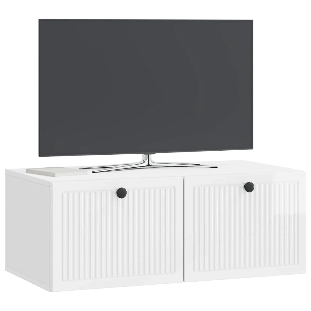 Mobile Porta TV da Muro Bianco Lucido 78,5 x 41 x 30 cm 898009