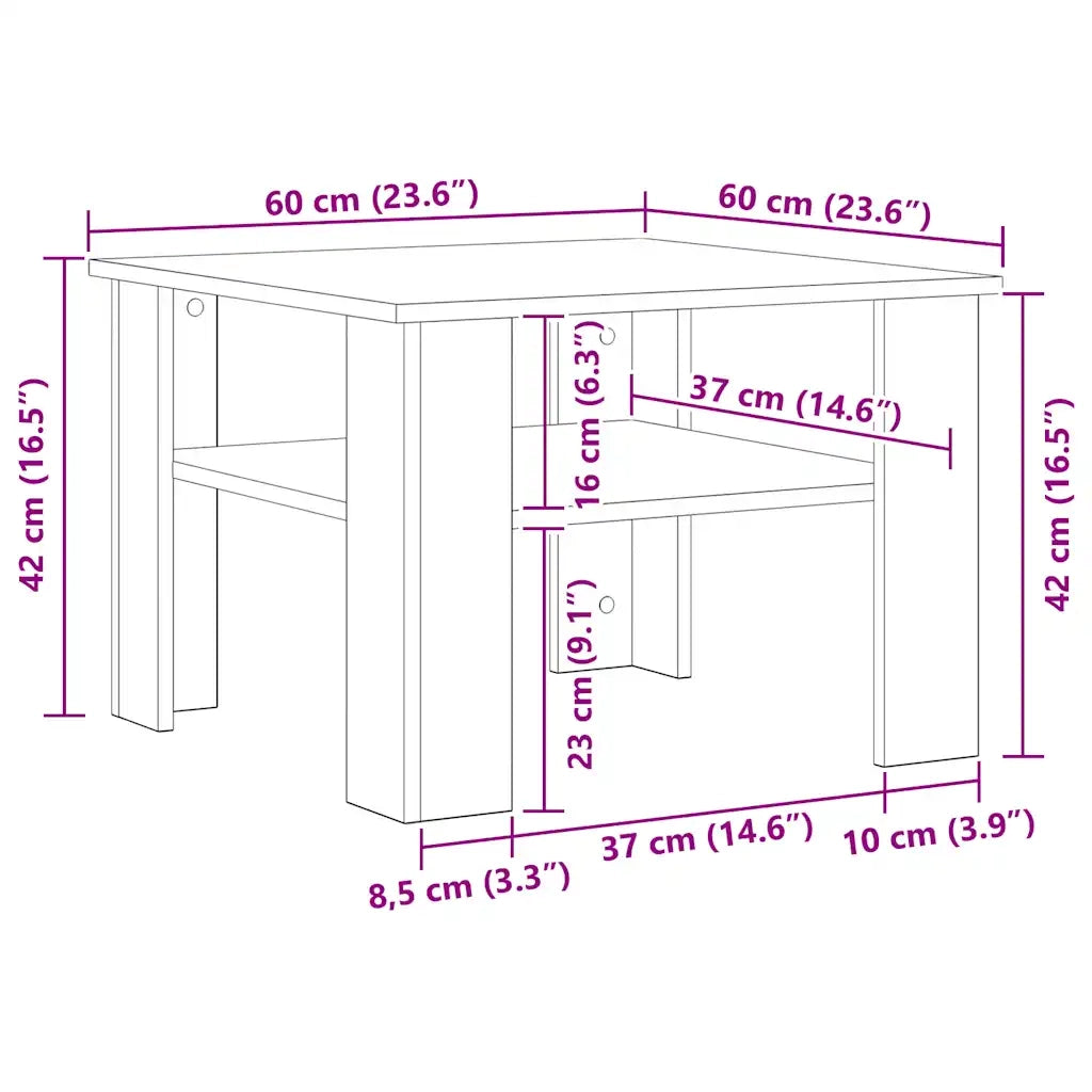 Tavolino da Salotto Rovere Sonoma 60x60x42 cm Legno Multistrato 800210