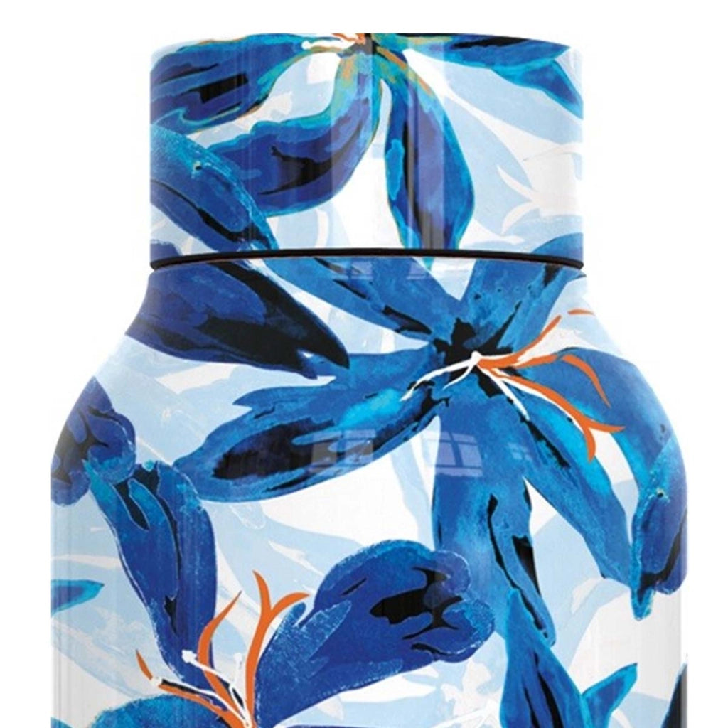 Bottiglia Termica 510 ml a Doppia Parete con Decorazione Floreale Hibiscus Turchese Quokka