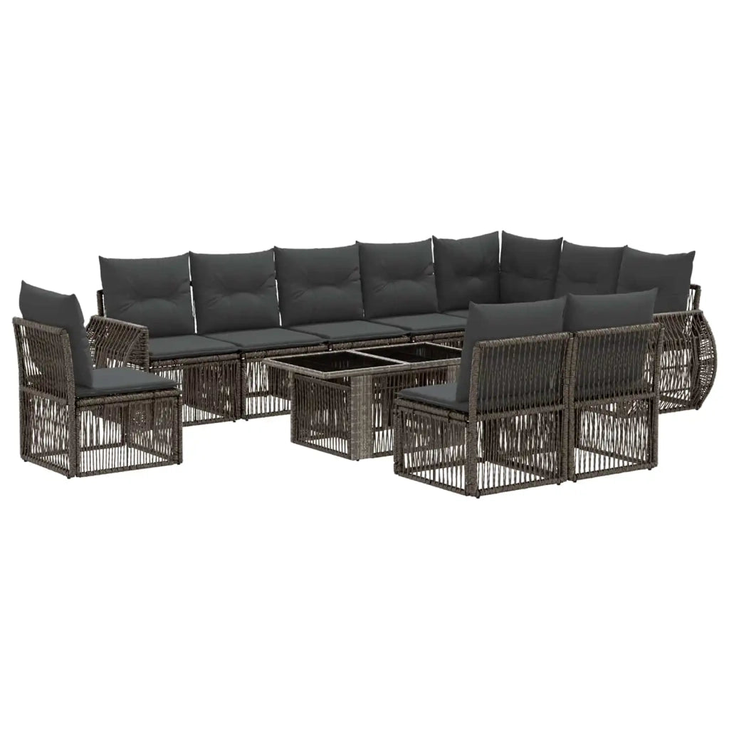 Set Divano da Giardino 11 pz Grigio e Grigio Scuro polyrattan 3436958
