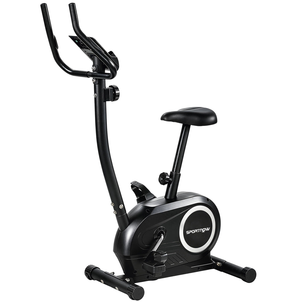 Cyclette Magnetica con Resistenza a 8 Livelli 86x51x128 cm Display LCD e App Bluetooth in Metallo Nero
