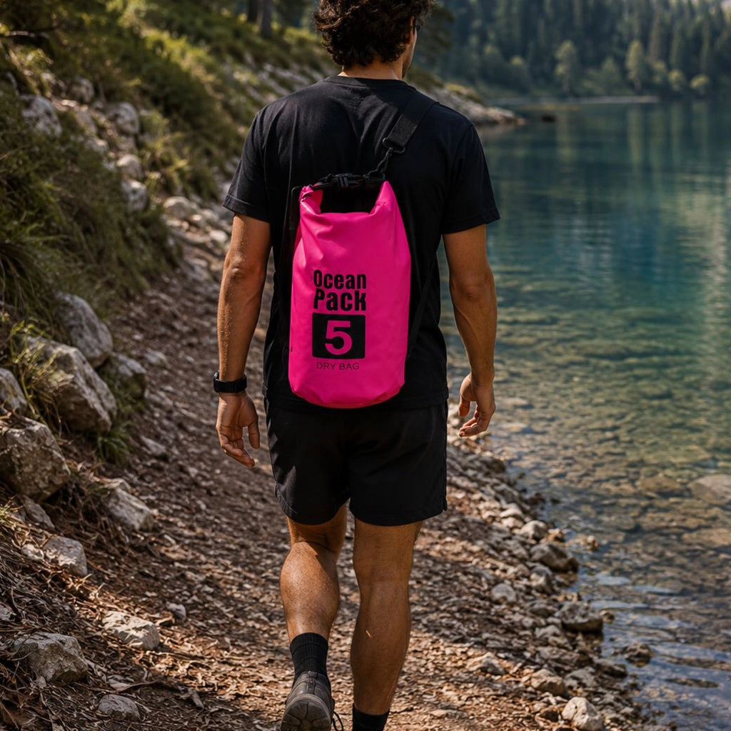 Seniliri, Borsa Impermeabile Capacità 5 lt, Rosa Fuxia