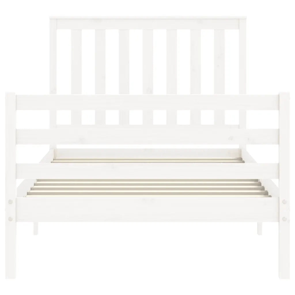 Giroletto con Testiera Bianco 100x200 cm in Legno Massello 3194237