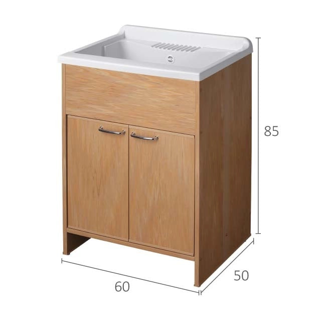 Mobile LAVATOIO in PVC in KIT di montaggio - 60X50 per Interni/Esterni - CR - Col: LEGNO FRASSINO