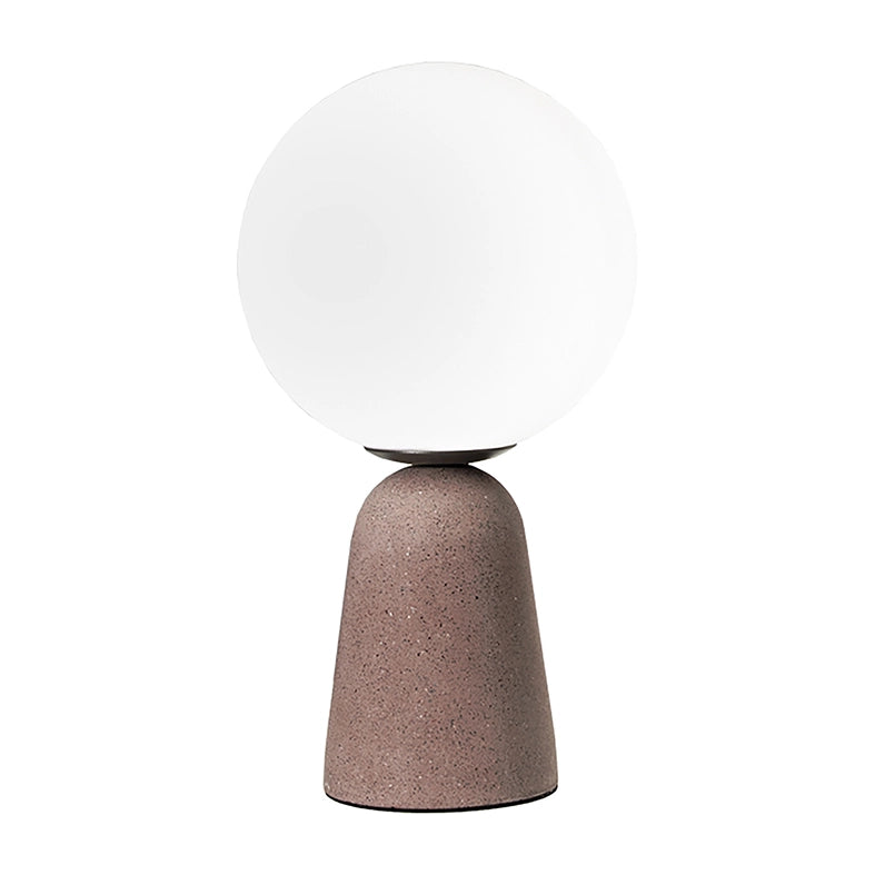 KANTAN - Lampada da tavolo e parete in cemento rosso con sfera in vetro soffiato satinato, attacco E14 IP20 - Rossini Illuminazione