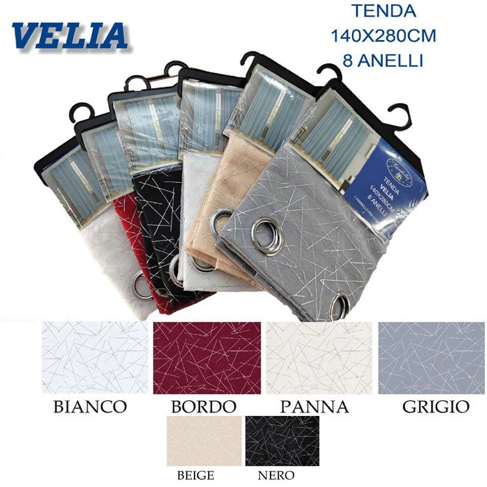 Trade Shop - Tenda Velia Cuori Pannello Singolo 8 Borchie Porta Finestra Bastone 140x280 Cm -