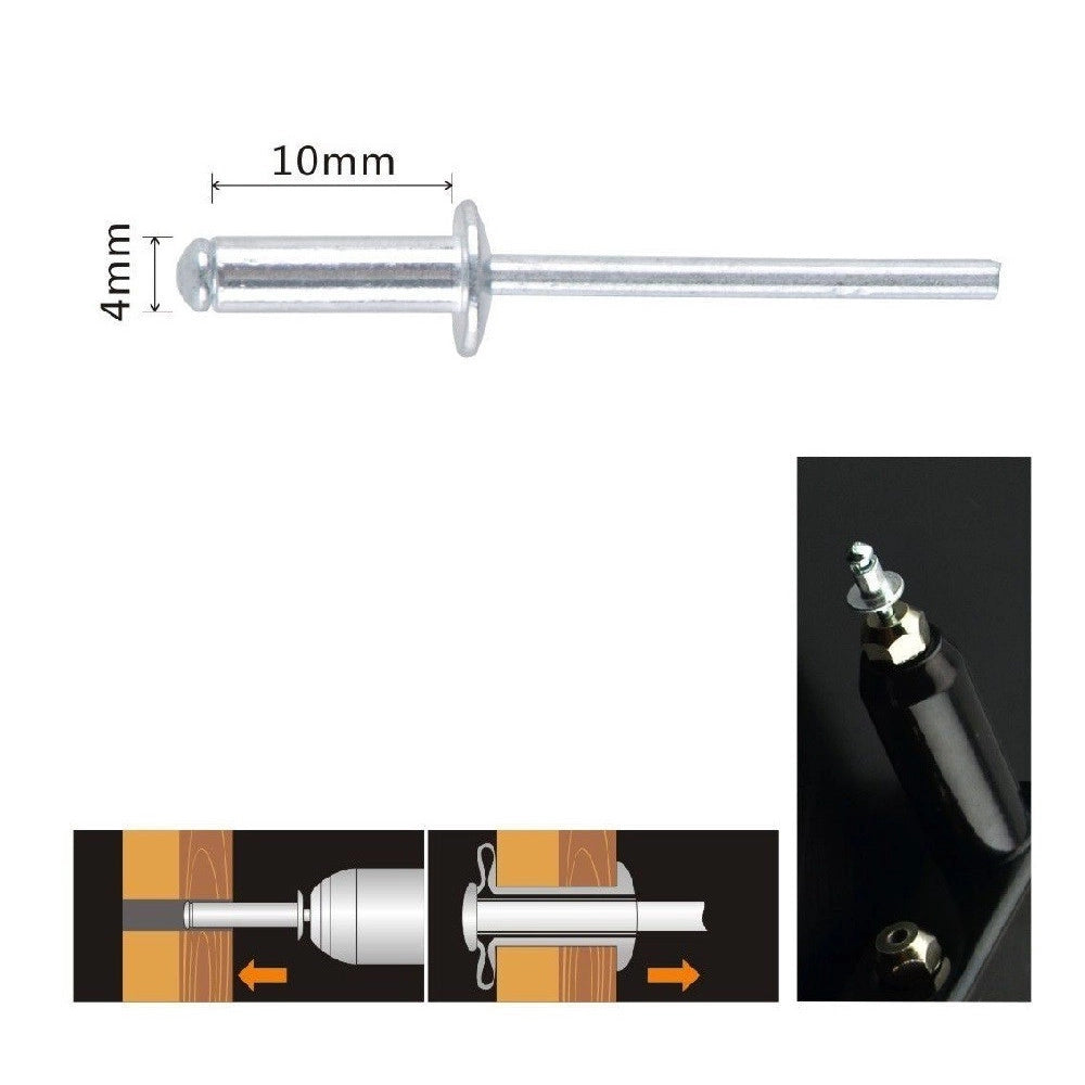 Trade Shop - Set 20 Pz Rivetti Rivetto 4x10mm Accessori Bricolage Ferramenta Fai Da Te 90816 -