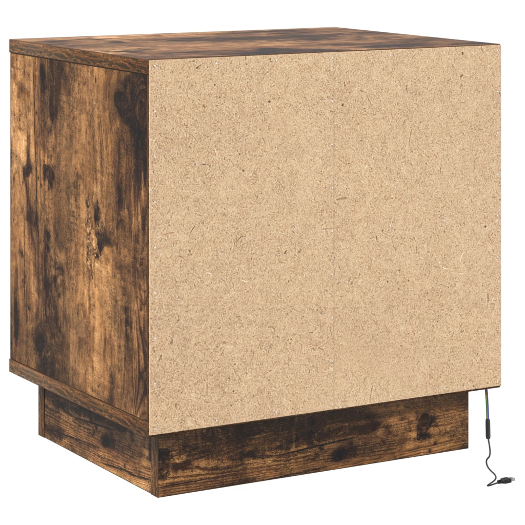 Comodini con luci LED 2 pcs Rovere Affumicato 44x34,5x45 cm