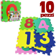 Trade Shop - Tappeto Puzzle Bambini Morbido Pavimento 10 Mattonelle 30x30cm Quadrati E Numeri -