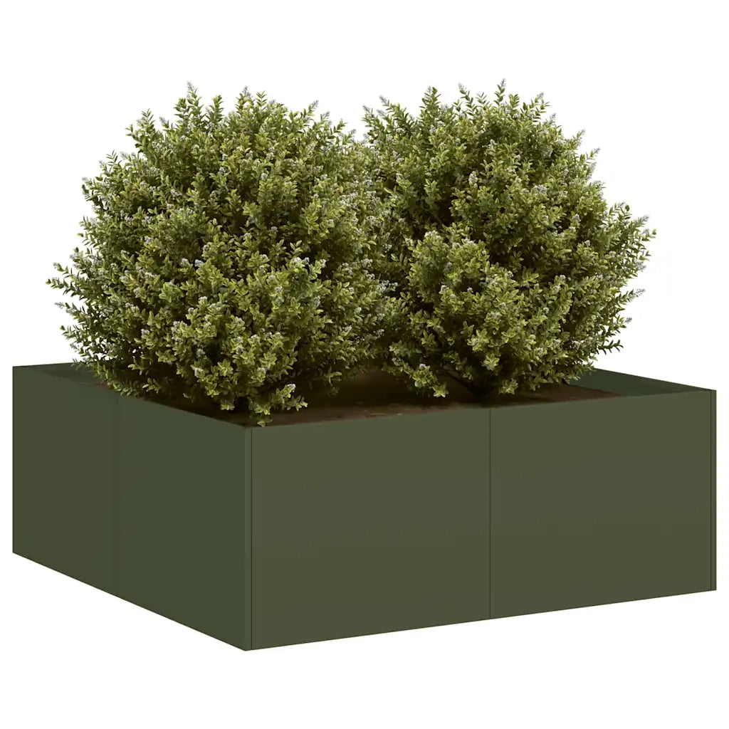 Fioriera | Cassetta per fiori | Vaso Verde Oliva 80x80x30 cm in Acciaio