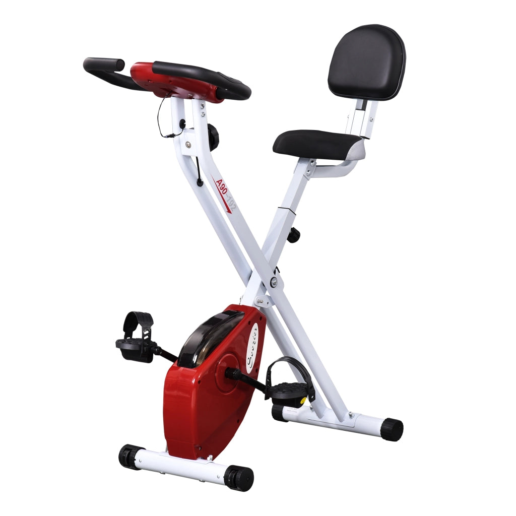 Bicicletta da Fitness Pieghevole con Sella Regolabile e Cardiofrequenzimetro ¨C zephmum ¨C Rosso 43x97x109 cm