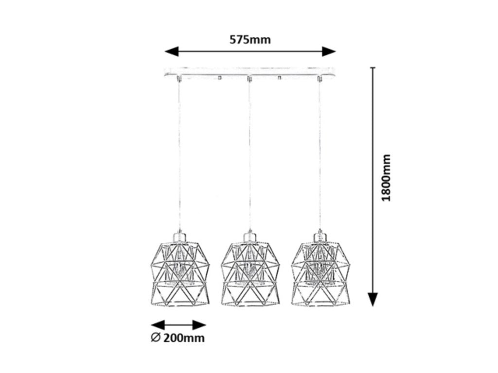 Lampadario industriale Emrys nero vetro fumé 3xE27 Rabalux