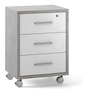 Cassettiera 3 Cassetti su Ruote 51x71x41 cm Cemento/Ossido Bianco