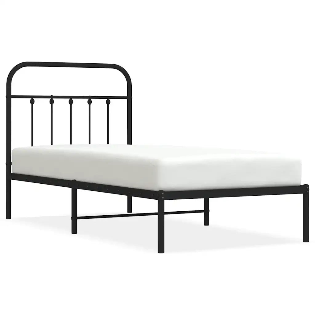 Giroletto con Testiera-Struttura Letto con testiera in Metallo Nero 90x190 cm 667798