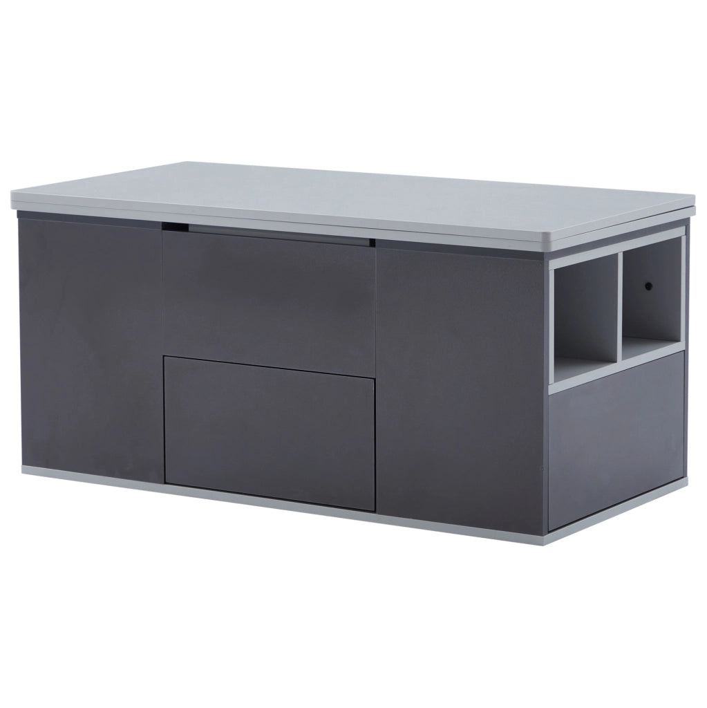 Tavolino da caff猫 100x51x47 cm; altezza regolabile e 2 in 1; pannello truciolare grigio