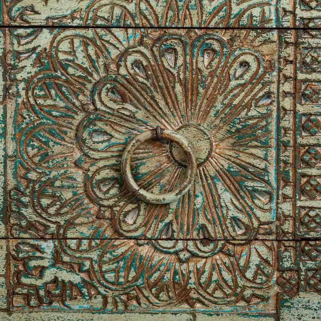 Ssinfonico in legno intagliato verde 45x40x100h