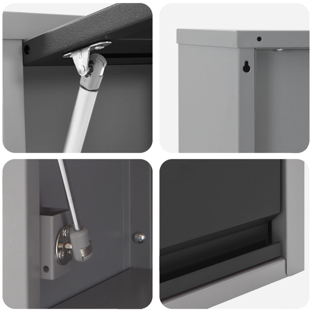 Armadio per Attrezzi a Muro con Porta a Gas Nera 100x25x35 cm