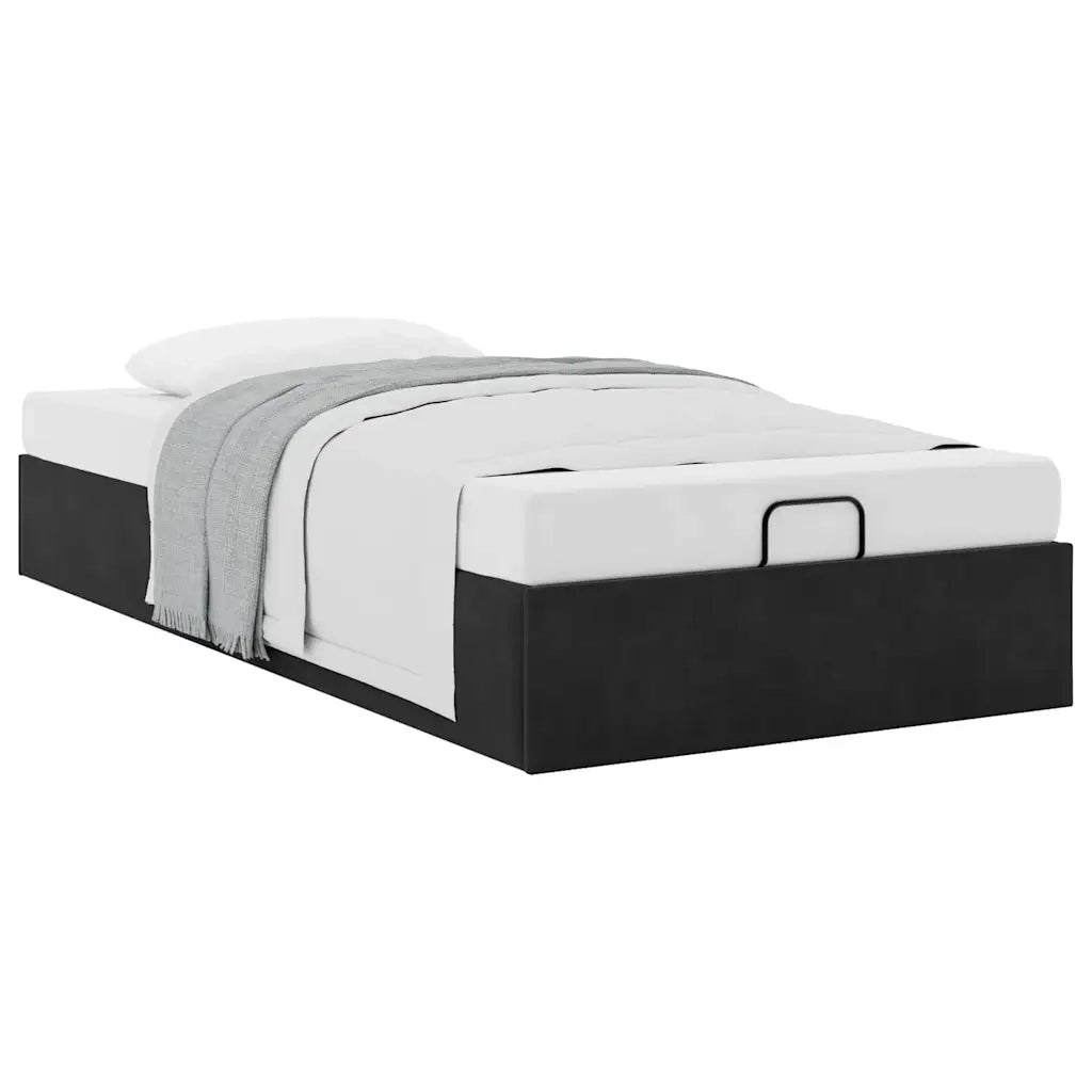 Struttura Letto Pouf Senza Materasso Nero 90x200 cm Velluto