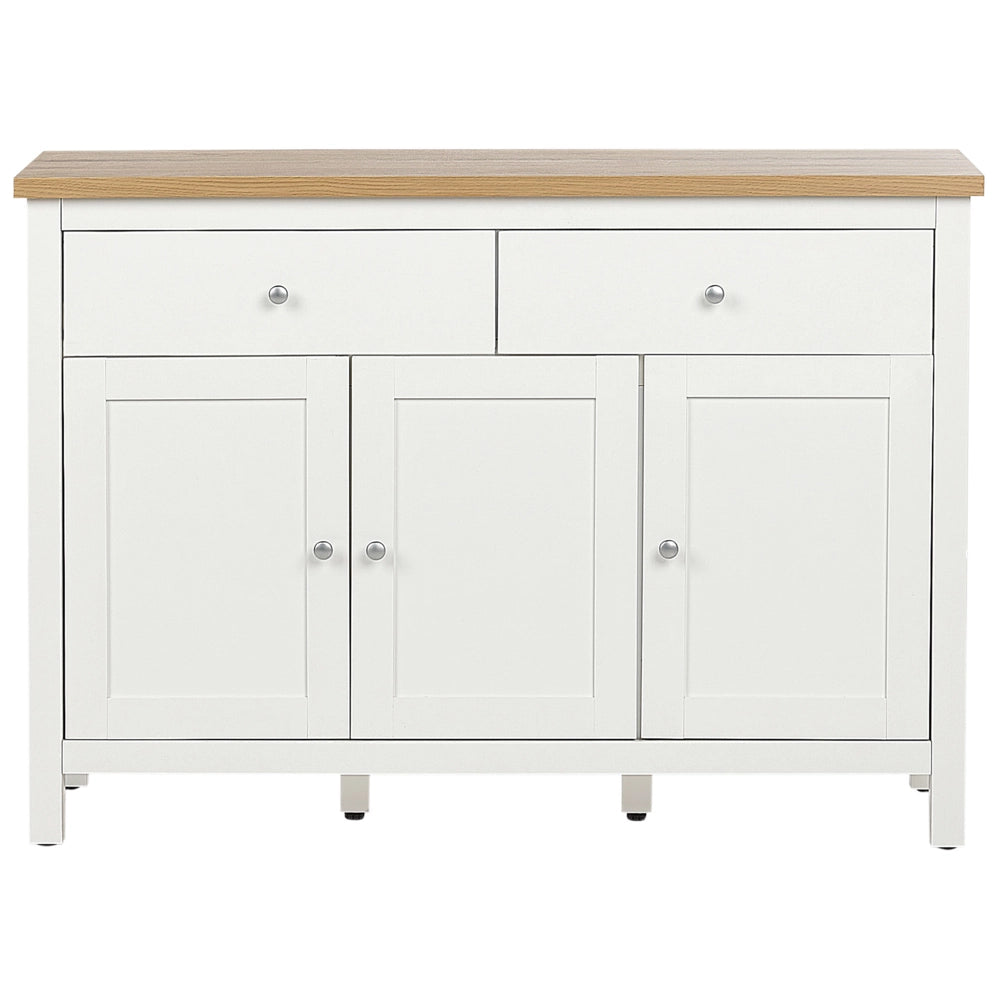 Credenza minimalista con 2 cassetti 3 ante in legno naturale e bianco Soggiorno camera da letto
