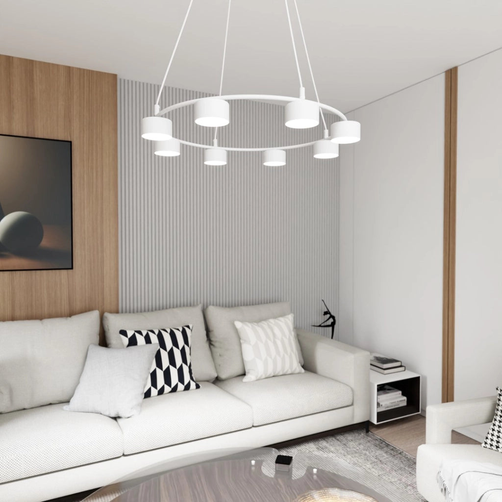 Lampadario sospeso STARLIT bianco 8 luci GX53 Emibig