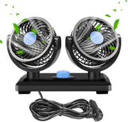 Ventilatore auto a doppia velocità - 360 gradi di rotazione - 2 velocità - mini ventilatore - basso livello di rumore - climatizzazione - auto - camion - SUV