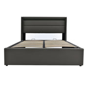 Letto Contenitore 140x200 cm; Letto Matrimoniale; LED; con Rete Alzabile; in PU; Grigio