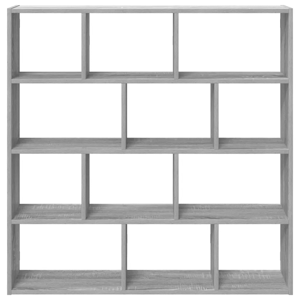 Mensola a Cubo da Muro 12 Scomparti in Truciolato Sonoma Grigio 860009