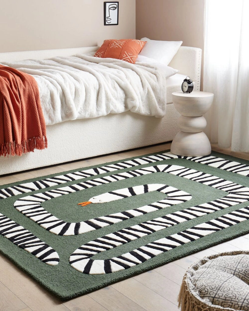 Tappeto d'area in lana verde 160 x 230 cm Tappeto d'accento di forma rettangolare