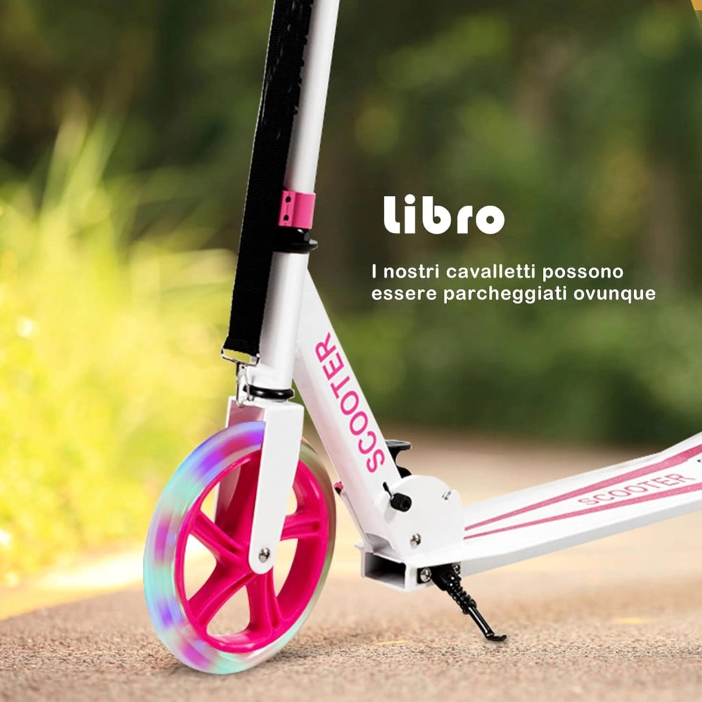Scooter Monopattino Altezza Regolabile, Ruote Luminose, per Bambini e Adulti, Capacità di Carico 100kg, Alluminio, 10+ Anni
