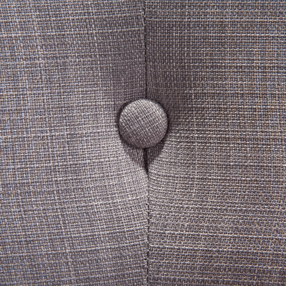 Poltrona Rivestimento In Tessuto Grigio Con Bottoni Gambe In Legno Stile Retrò