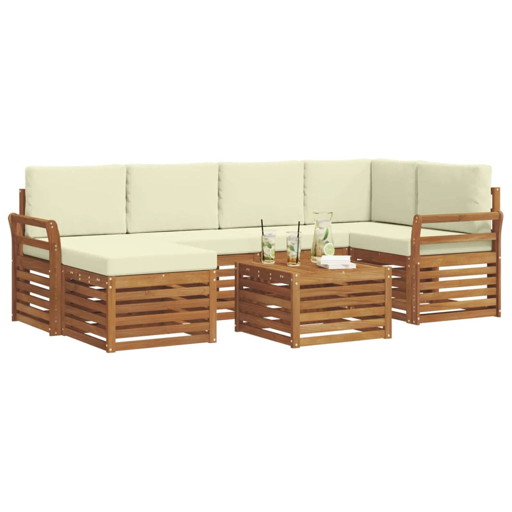 Set divano sezionale con cuscino 7 pcs Naturale e Crema 3375130
