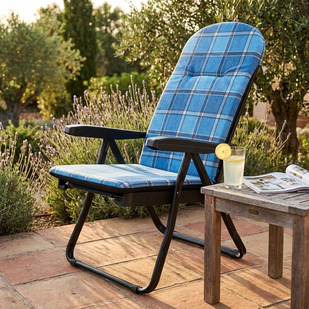 Poltrona Sdraio relax reclinabile in Tessuto Acciaio cm 155x60x60 - QUENTIN