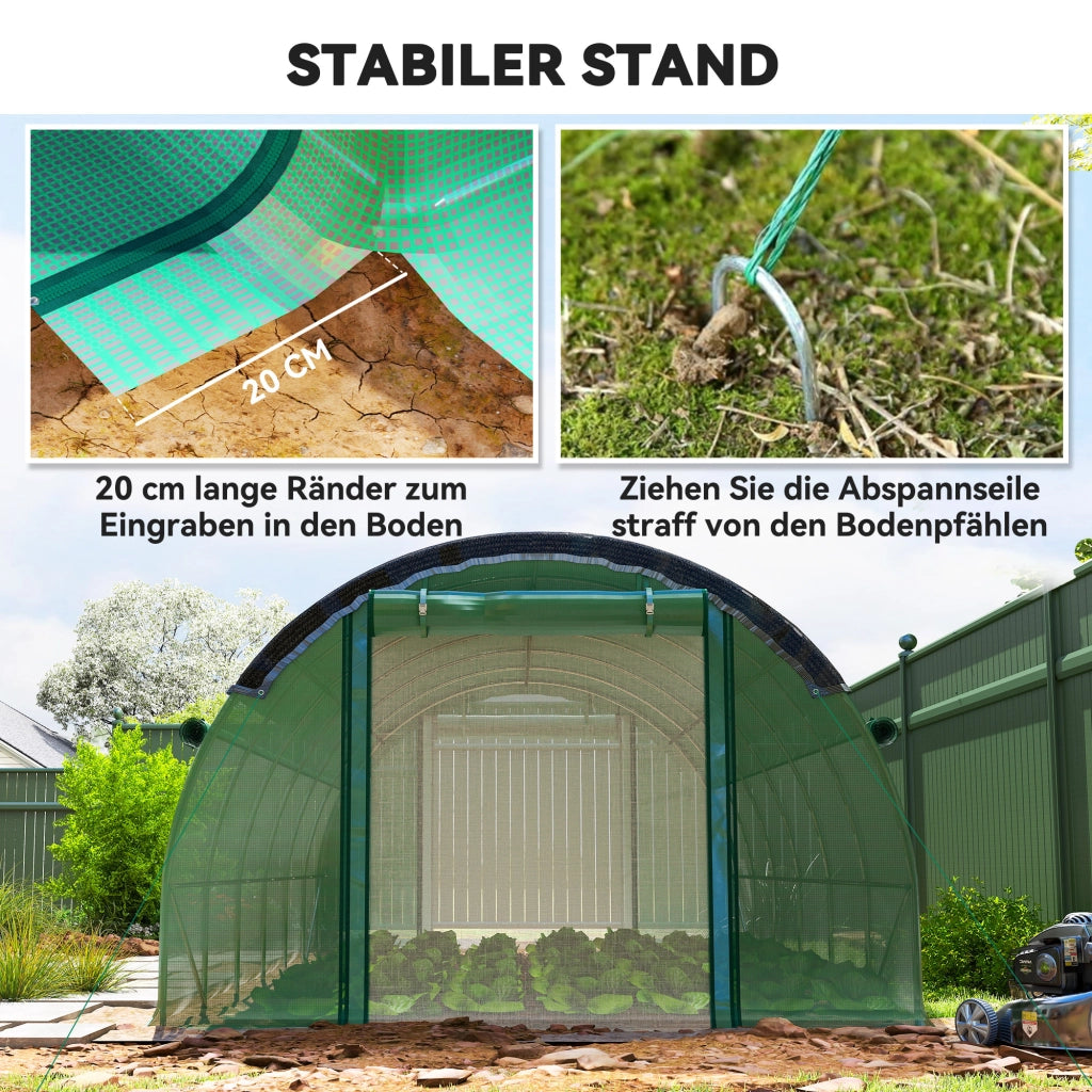 Serra Tunnel da Giardino 6x3x2m ¨C Xylo ¨C Struttura in Acciaio con Telo Plastica e Rete Ombreggiante Verde