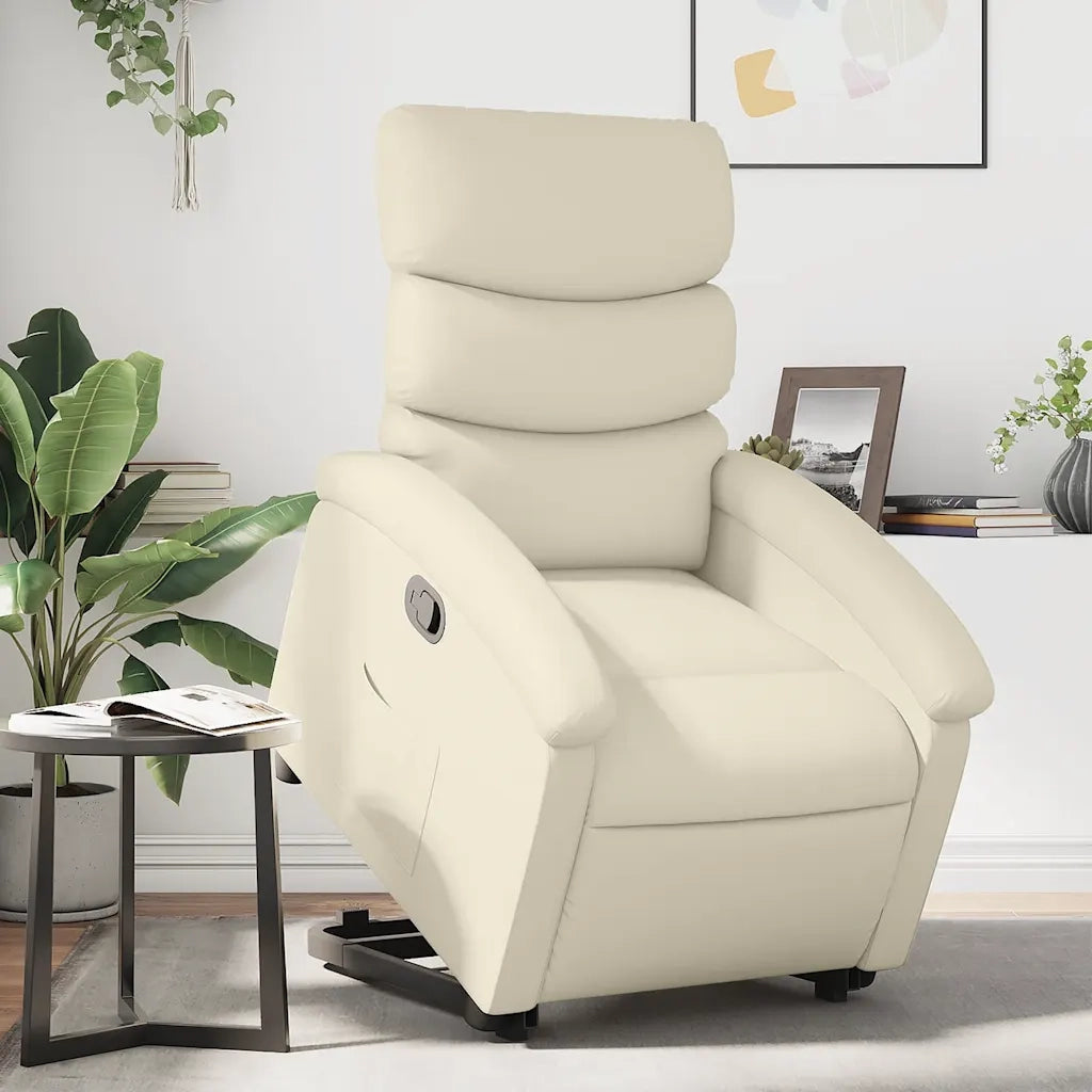Poltrona | Sedia Relax Alzapersona Reclinabile Crema in Similpelle
