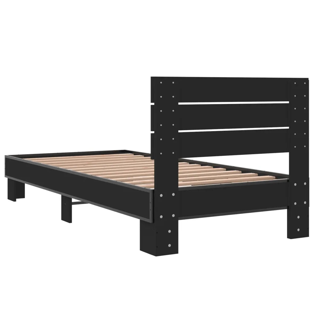 Giroletto-Struttura Letto Nero 90x200 cm in Legno Multistrato e Metallo 223227